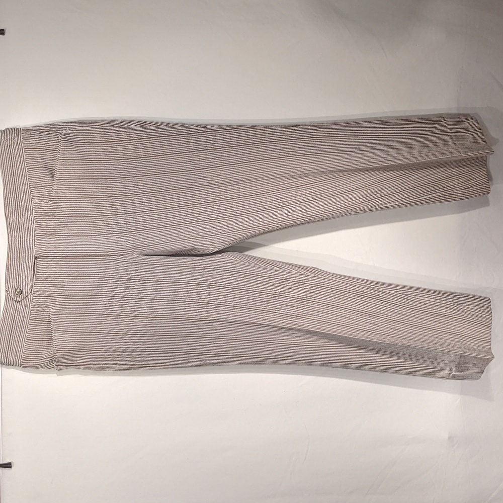 Vintage 60's brown and white pinstriped polyester pants - Picture 2 of 8